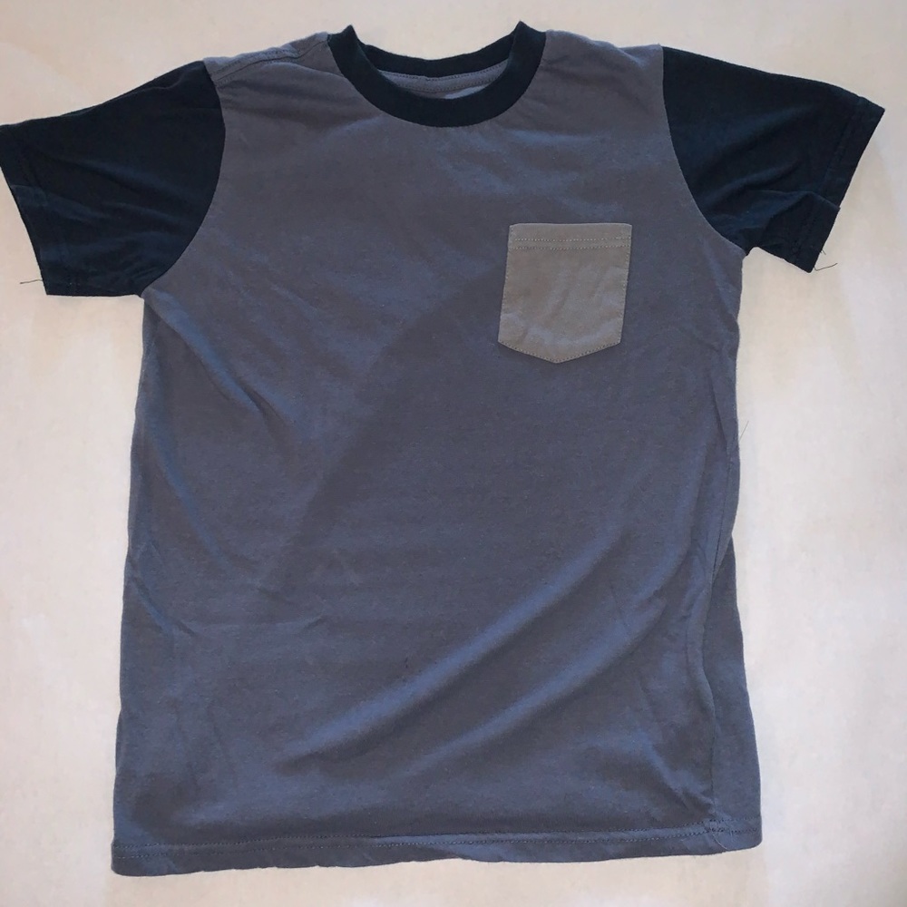 Light blue tee with dark blue sleeves